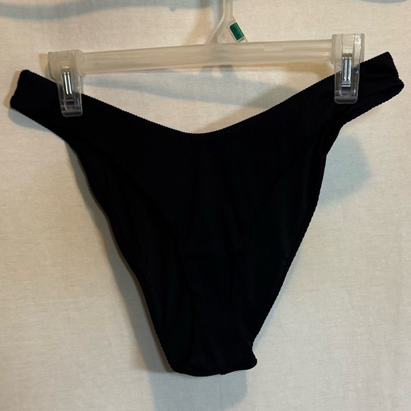 AA-470 Aerie NWT Cheekiest Black Ribbed‎ Lined Bikini Bottoms Size L - Picture 1 of 11